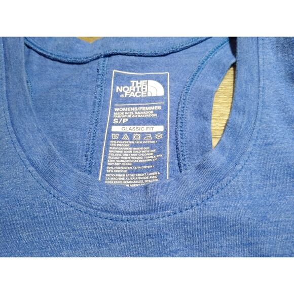 The North Face Womens Tank Top Small Blue Classic Fit Racer Back Cotton Blend - Picture 3 of 4
